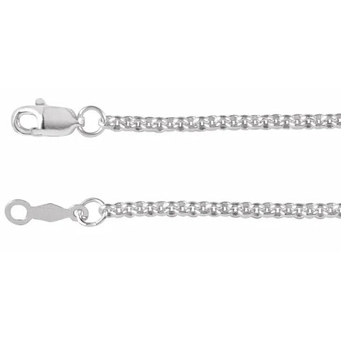 14K White 2 mm Rolo Necklace