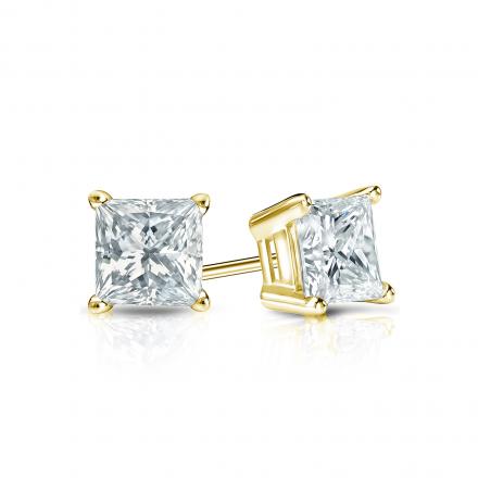 14KT Yellow Gold Diamond Studs Square Cut .5 ct G-H/SI tw
