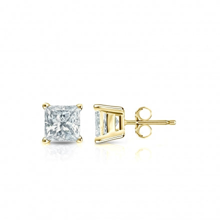14KT Yellow Gold Diamond Studs Square Cut .5 ct G-H/SI tw