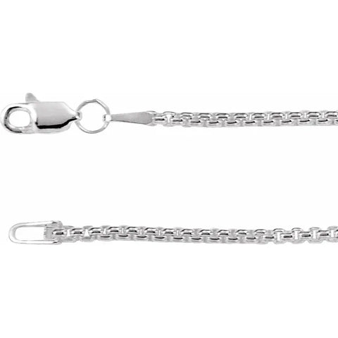 14K White 1.8-2.6 mm Rounded Box Chain