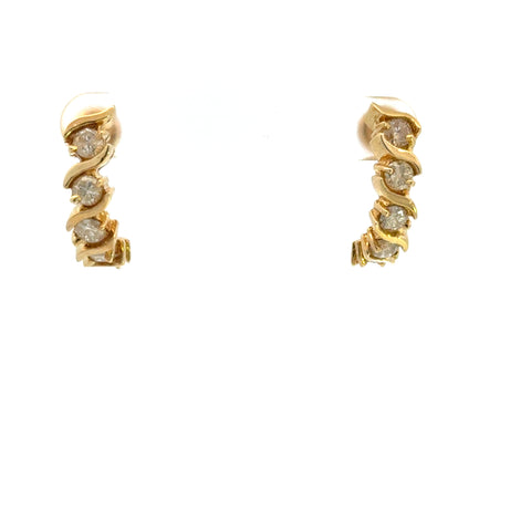 14KT Yellow Gold Diamond Earrings