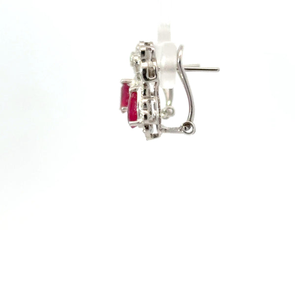 Platinum Ruby and Diamond Earrings 2 Ru -1 ct tw, Diamond .4 ct tw